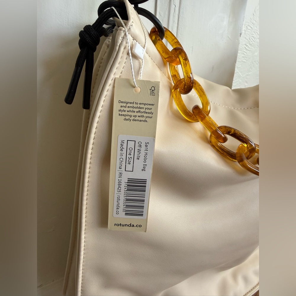 Rotunda Off-White Hobo Bag with Gold Chain